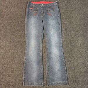 Vintage Mudd Flare Leg Mid Rise Jeans Women 16REG Front Flap Pocket Med Wash Y2K